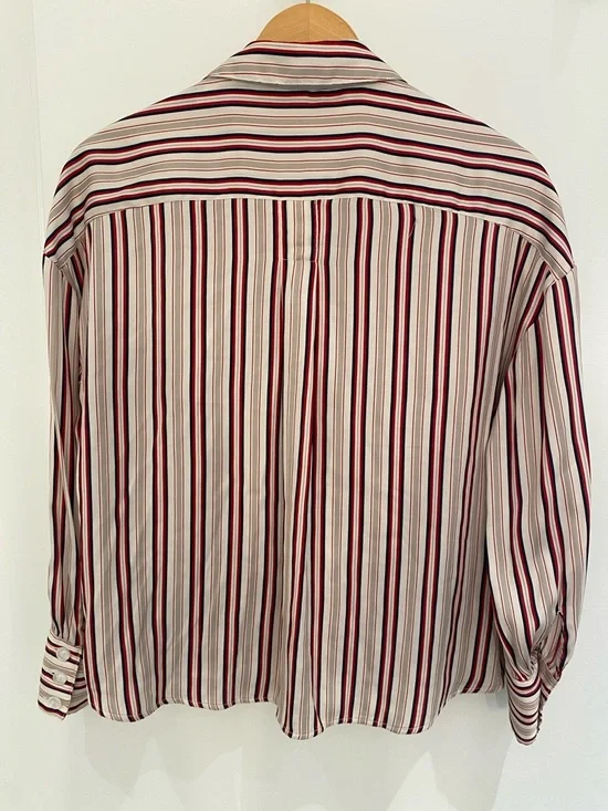 Free People ‘Mad About You’ Striped Button Down Blouse Fits Oversized XS - Picture 2 of 9